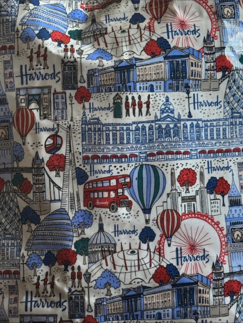 Harrods pretty city foldaway shopper  White, Blue & Red - Picture 6 of 6